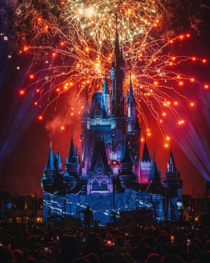 Fireworks light up Cinderella Castle at Magic Kingdom